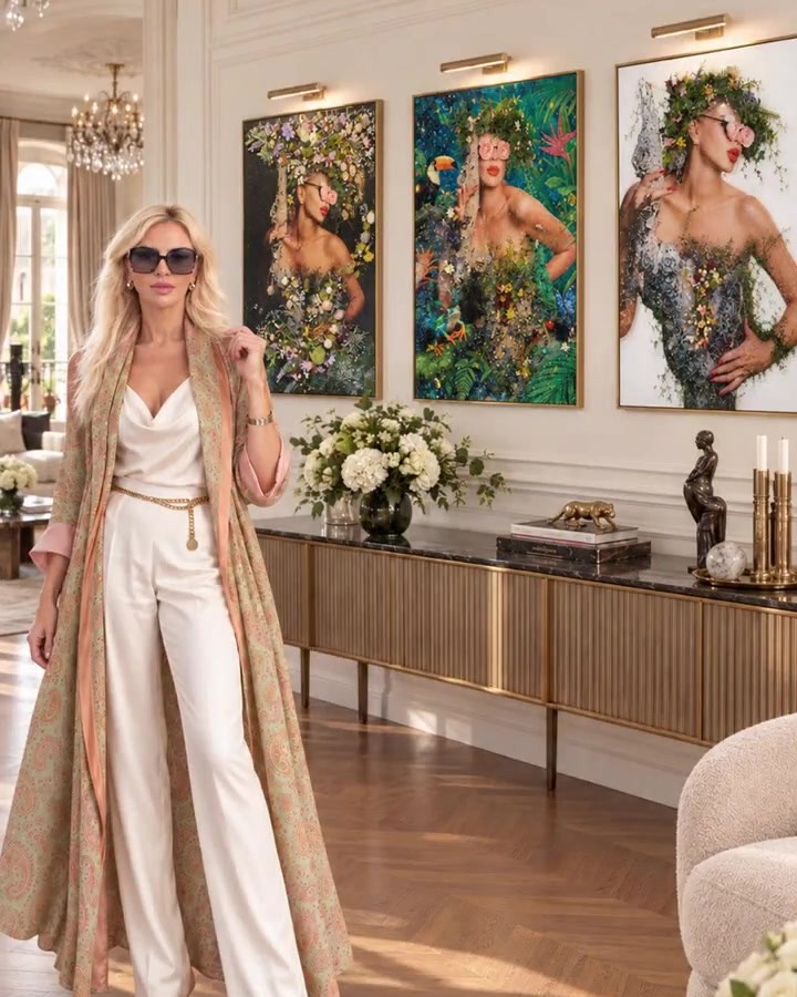 An AI-generated presenter in an elegant salon
