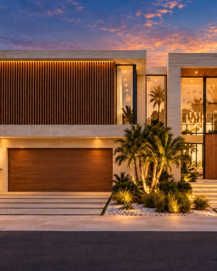Modern house at sunset, still from the Listing Film concept